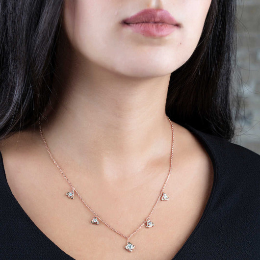 Zircon Solitaire Wind Rose Combined Rose Silver Luck Necklace