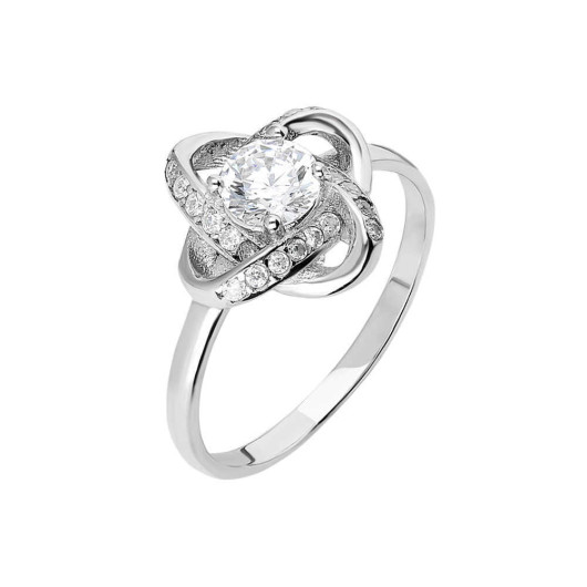 Zircon Single Stone Milky Way Design Silver Women Ring