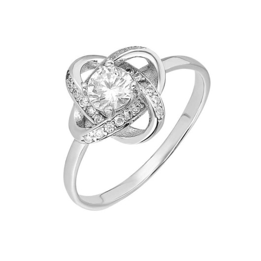 Zircon Single Stone Milky Way Design Silver Women Ring