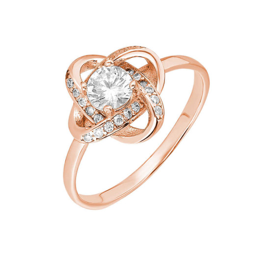 Zircon Single Stone Milky Way Design Rose Silver Women Ring