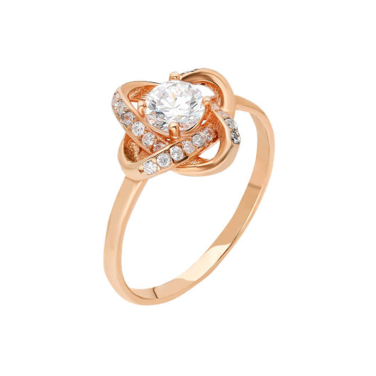 Zircon Single Stone Milky Way Design Rose Silver Women Ring