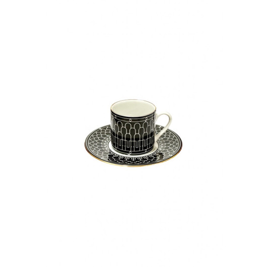 Art Deco Black Set Of 6 Cups