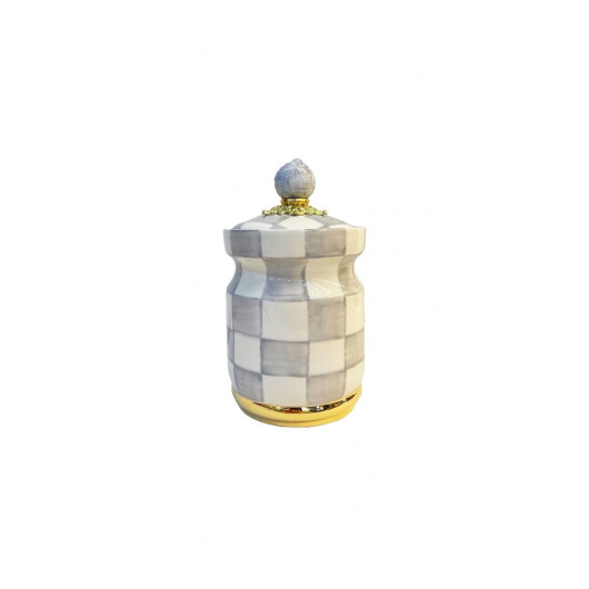 Checkered Gray 20 Cm Ceramic Jar