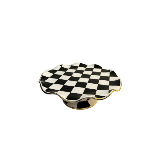 Checkered Black Large Size Cake Stand