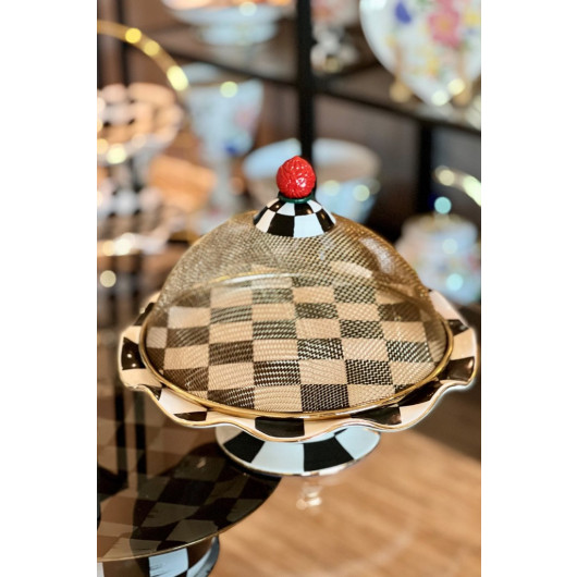 Checkered Black Small Size Cake Stand Wire