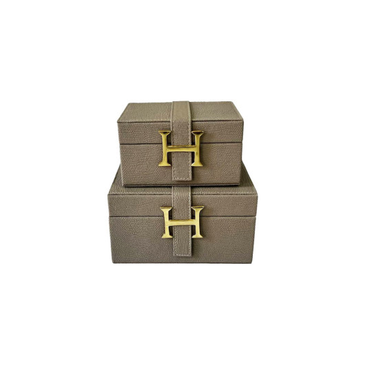 Decorative Mink Leather Box Of 2
