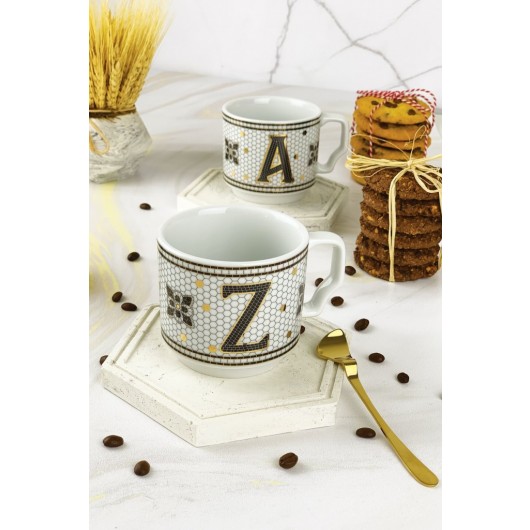 Hermoni Monogram Porcelain Letter Mug - Letter Z
