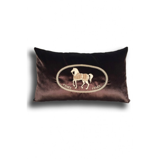 Cream Horse Patterned Pillow