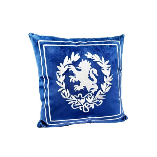 Navy Blue Lion Head Throw Pillow