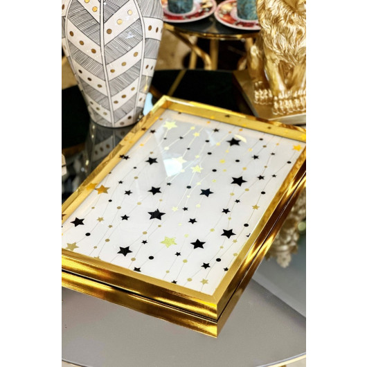Levi White Star Pattern Decorative Tray