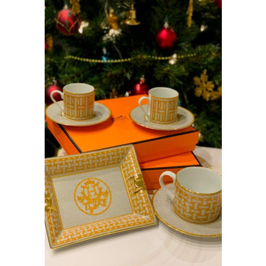 Mosaic Pattern Orange Set Of 2 Cups
