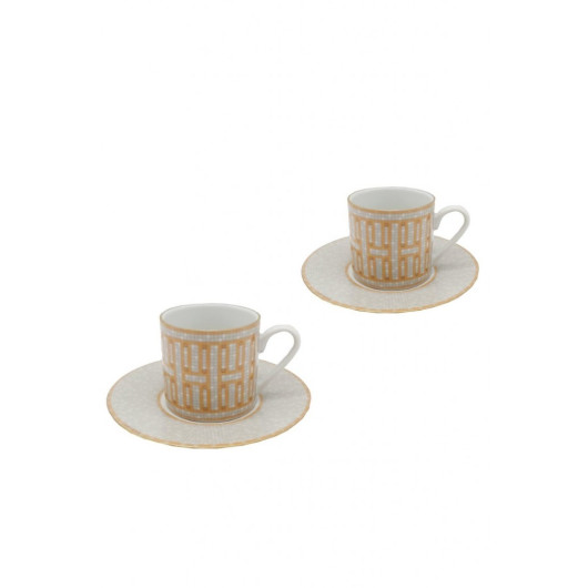 Mosaic Pattern Orange Gift Packed Set Of 2 Cups
