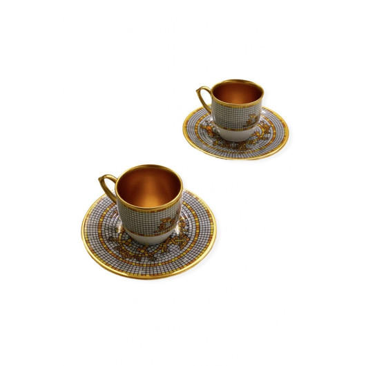Mosaic Series Gift Packed Set Of 2 Gold Cups