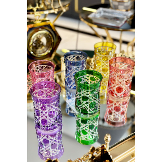 Colored Cut Crystal Short Water Glass