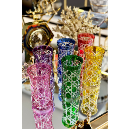 Colorful Cut Crystal Tall Water Glass