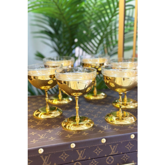 Single Gold Footed Glass Cup & Ice Cream Holder