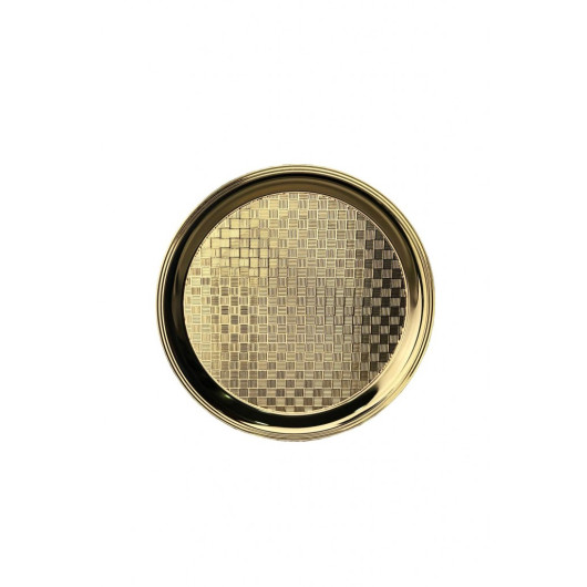 Round Checkered Gold Serving Tray
