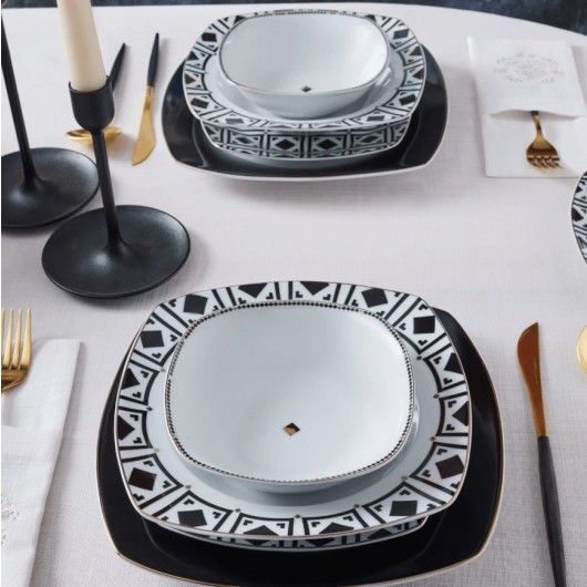Monochrome 24-Piece Dinnerware Set For 6 Persons Karaca Monochrome Porcelain