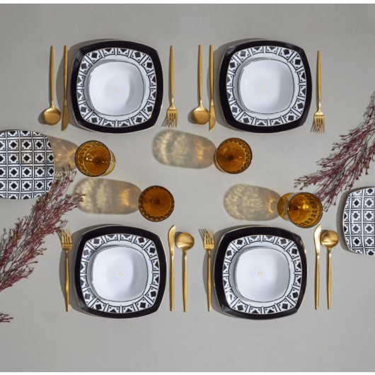 طقم أواني عشاء 24 قطعة أحادي اللون لـ 6 أشخاص من البورسلين Karaca Monochrome