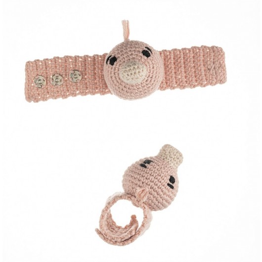 Cuddly Amigurumi Duck Rattle Bracelet -Pink