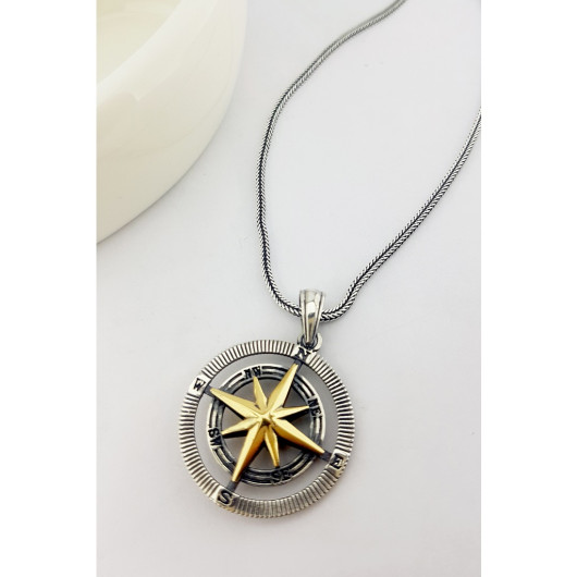925 Sterling Silver Compass Necklace