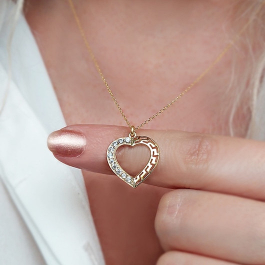 Women's 925 Sterling Silver Stone Heart Necklace
