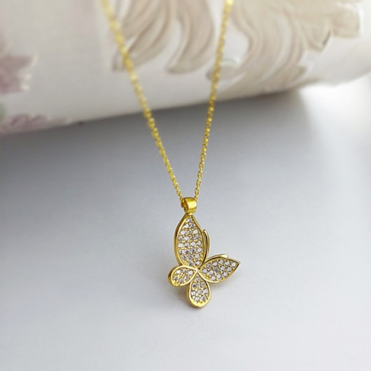 Women's 925 Sterling Silver Stone Butterfly Necklace