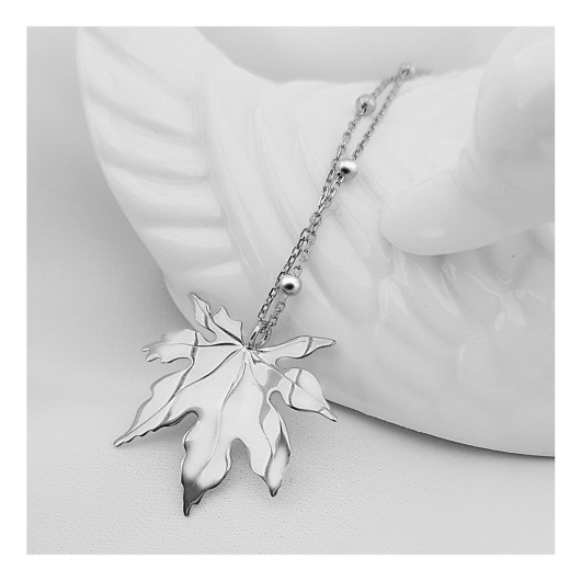 Vaoov 925 Sterling Silver Plane Leaf Necklace