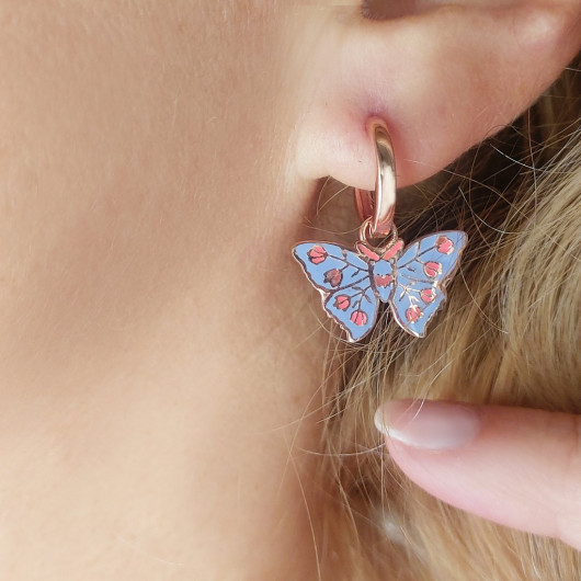 Vaoov 925 Sterling Silver Lilac Color Enameled Butterfly Earrings