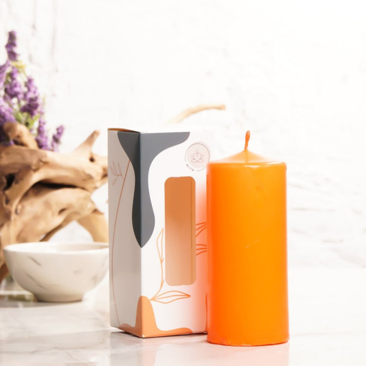 شمعة أسطوانية لون برتقالي 12 × 5 سم  من ميتر
