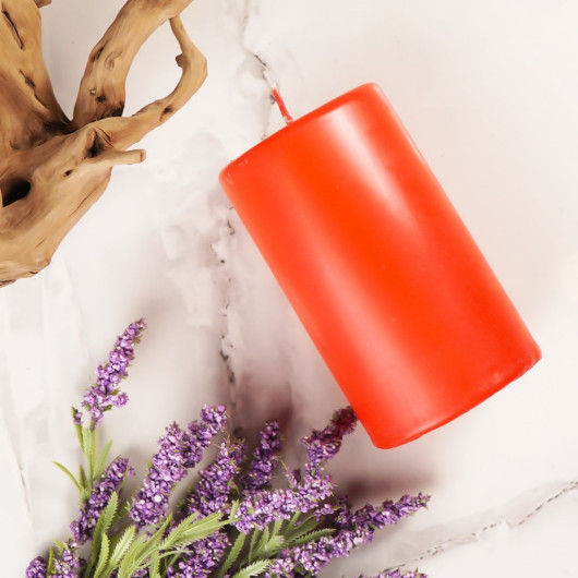 12X7 Cm Mitr Red Cylinder Candle