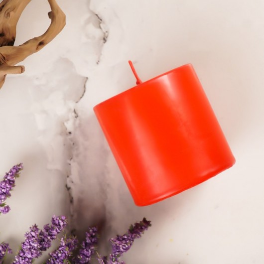 7X7 Cm Mitr Red Cylinder Candle