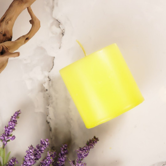 7X7 Cm Mitr Yellow Cylinder Candle