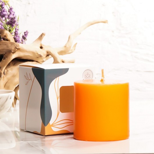 شمعة أسطوانية لون برتقالي مقاس 7 × 7 سم من ميتر