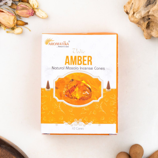 Aromatika Amber Flavored Organic Coalless Conical Incense