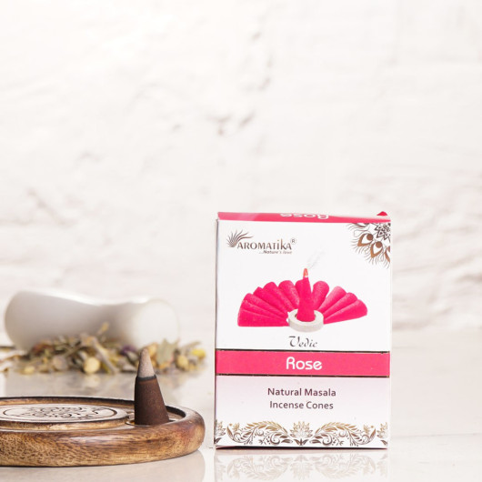 Aromatica Rose Scented Organic Coalless Conical Incense