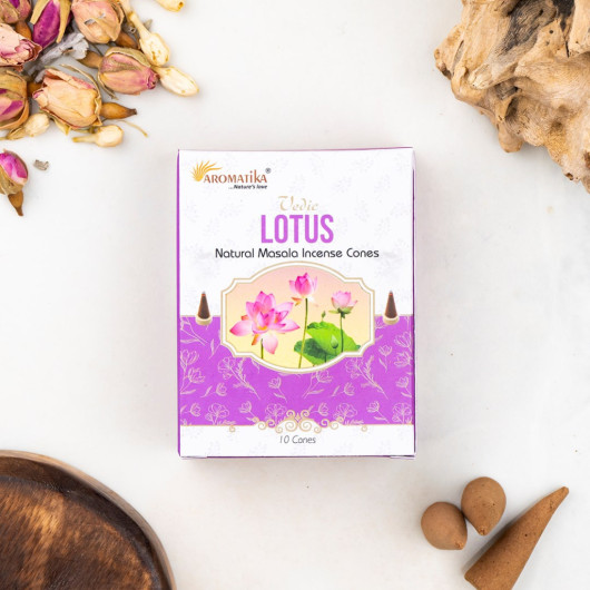 Aromatika Lotus Flavored Organic Coalless Conical Incense