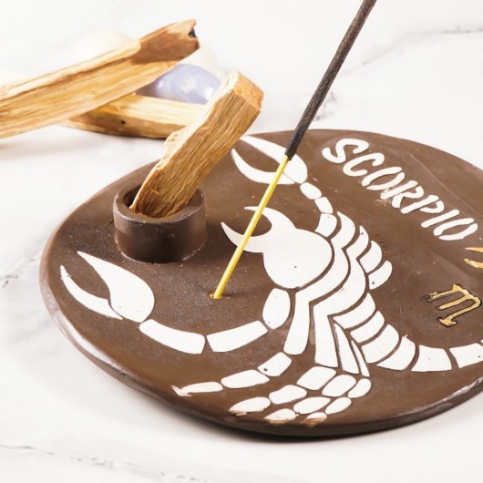 Handmade Scorpio Themed Wood Incense Holder