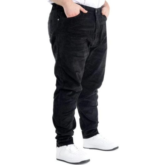 Plus Size Men Velvet Trousers Black