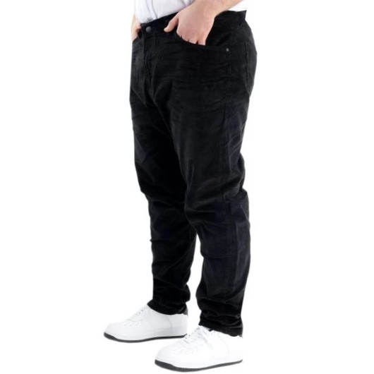 Plus Size Men Velvet Trousers Black