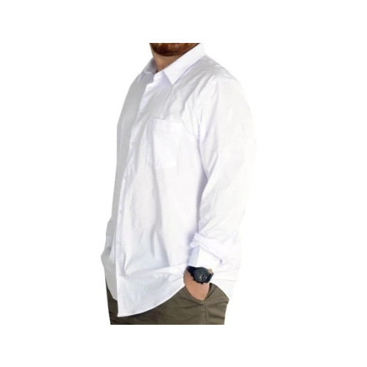 Plus Size Men's Classic Pocket Shirt Lycra White