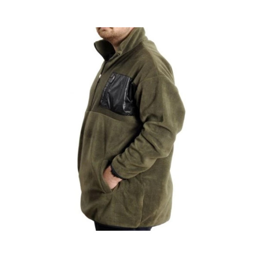 Plus Size Men Sweat Half Zipper Garnished Polar Khaki