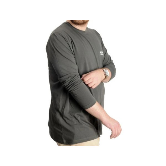 Plus Size Men's T-Shirt Long Sleeve Crew Neck Khaki