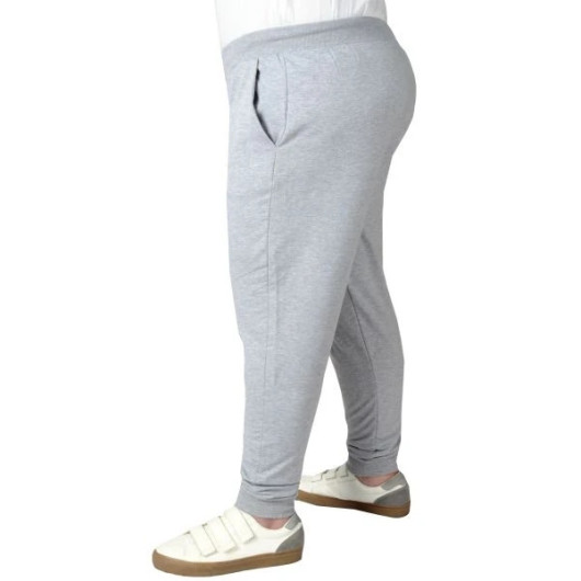 Plus Size Sweatpants Skinny Leg Grey Melange