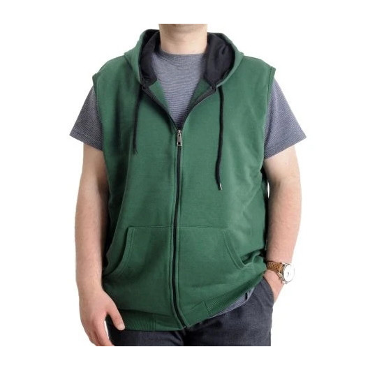 Men Large Size Vest Kangaroo Pocket Zippered Nefti