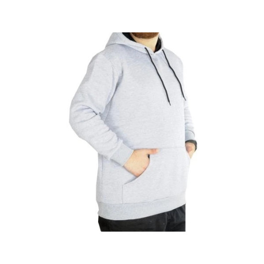 Men Sweatshirt Hooded Kangaroo Pocket Basic Grimelange