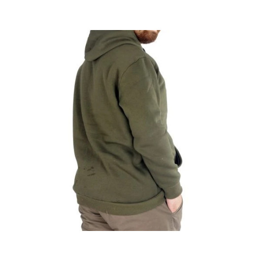 Men Sweatshirt Hooded Kangaroo Pocket Basic Khaki