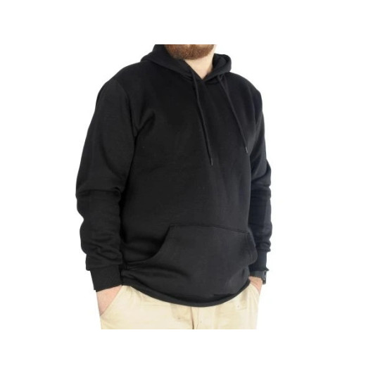 Men Sweatshirt Hooded Kangaroo Pocket Basic Black