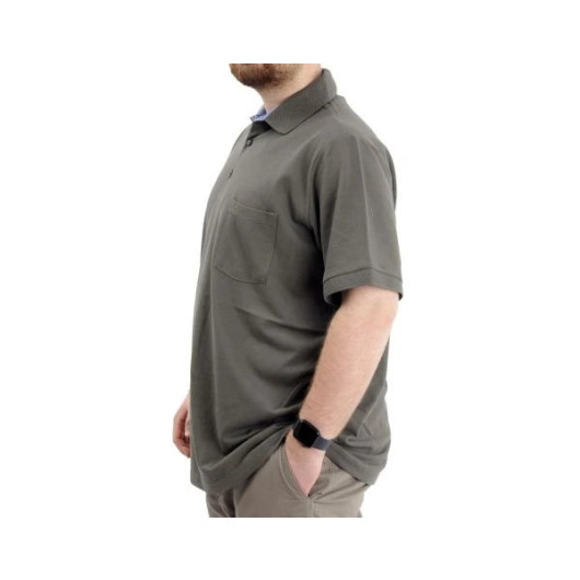 Large Size Men Tshirt Polo Neck Pocket Classic Pique Khaki