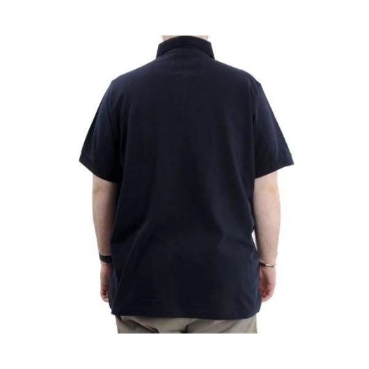 Large Size Men Tshirt Polo Collar With Pocket Classic Navy Blue